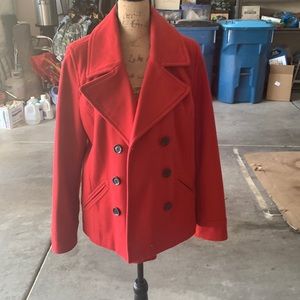 Red pea coat
